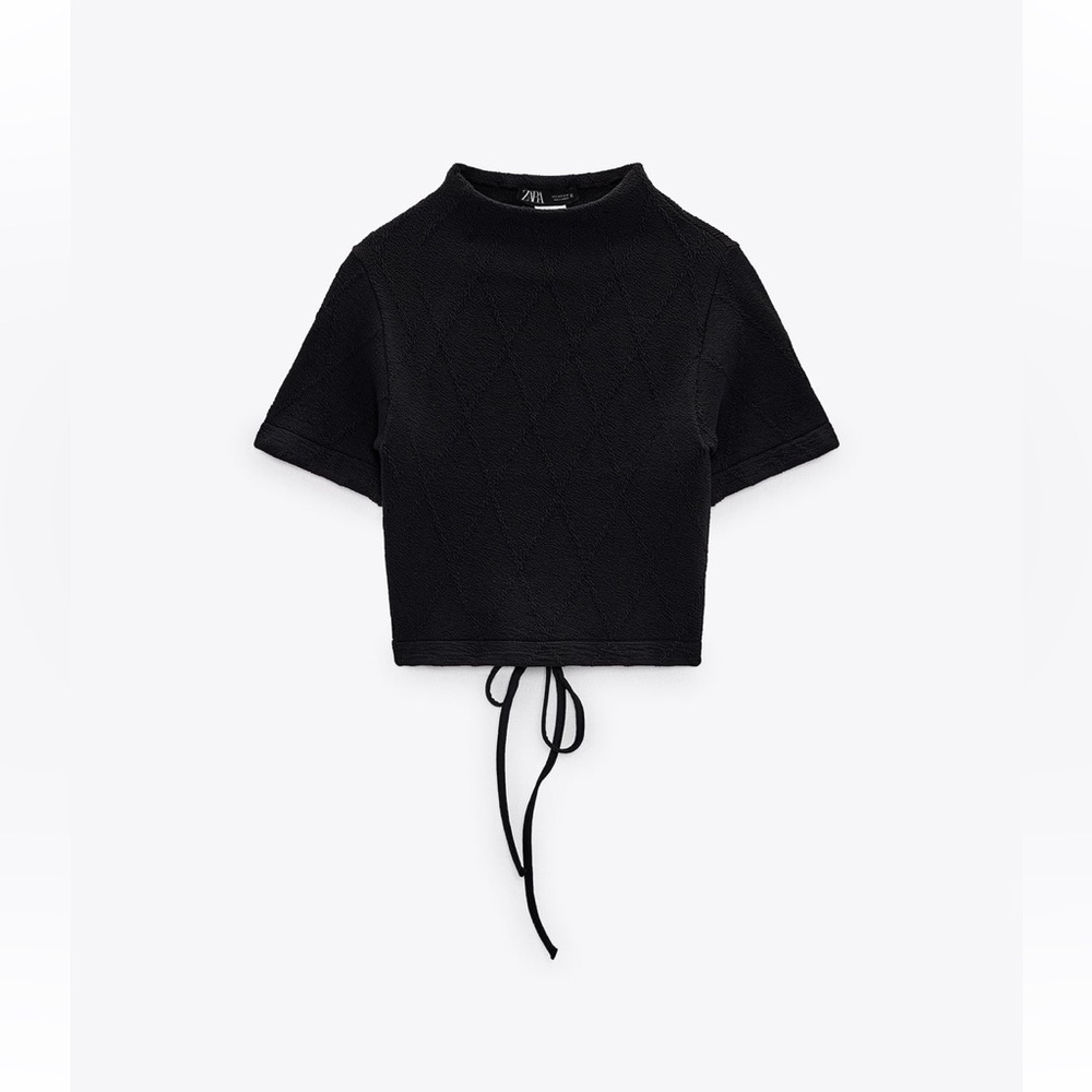 Seamless black crop top ZARA